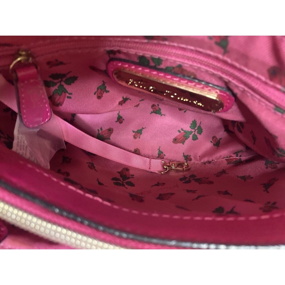 Betsey Johnson Satchel Crossbody Hot Pink Gold Telephone Coquette Barbie Glam - Picture 11 of 16